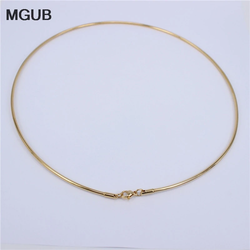 

MGUB 316L stainless steel jewelry simple collar 2mm gold color adjustable size necklace For women wear LH552