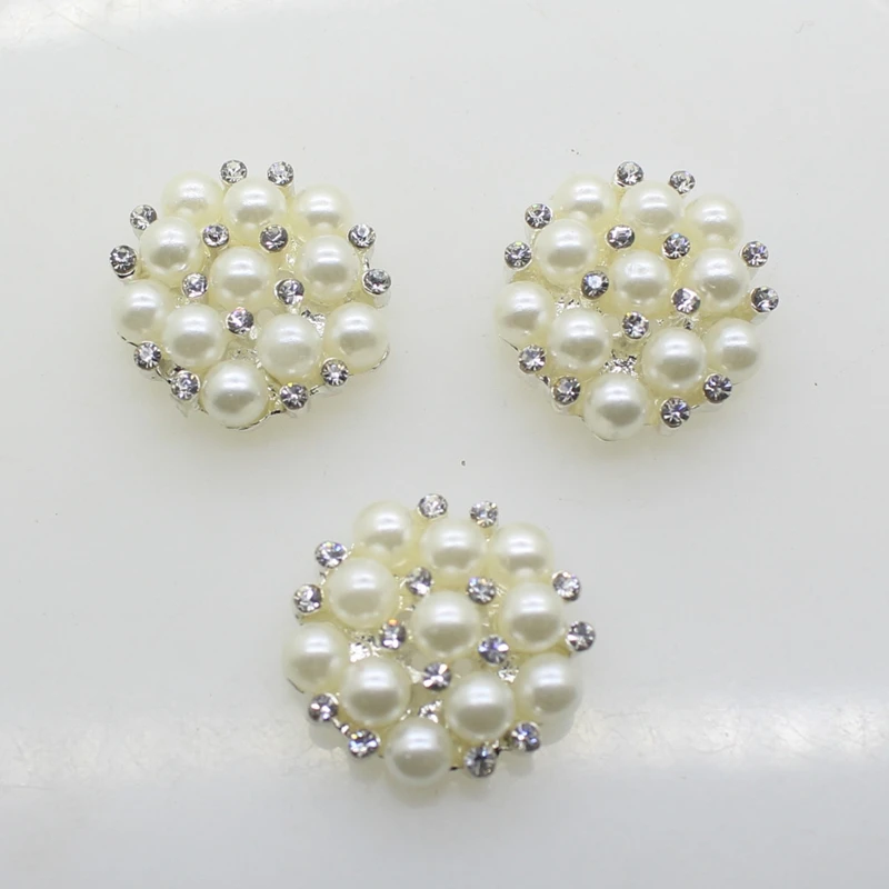

Yundfly 5pcs/lot Fashion Metal Decorative Buttons Pearl Flower Alloy Rhinestone Buttons for Diy Headwear Craft Jewelry Supplies