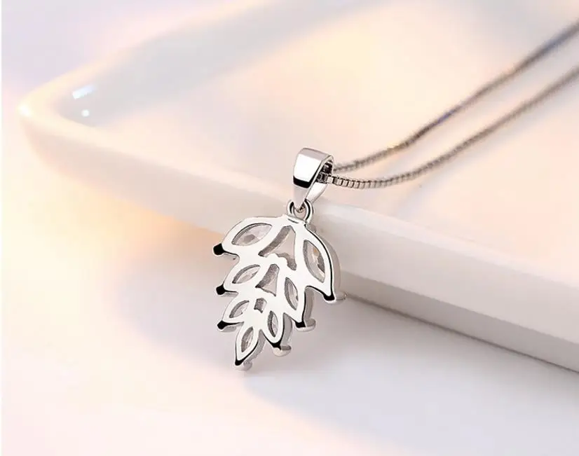 LUKENI Luxury Crystal Leaf Pendants Necklace For Girl Party Jewelry New Fashion Female 925 Sterling Silver Choker Bijou | Украшения и