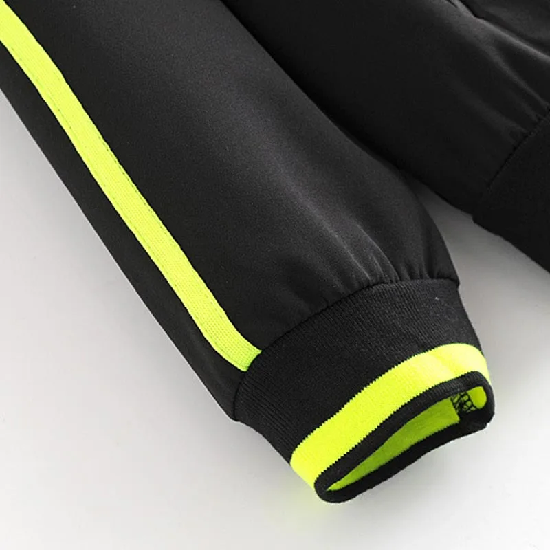 2019 Повседневная Верхняя одежда черного цвета флуоресцентная зеленая куртка