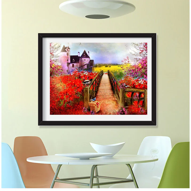 LaoJieYuan 5D DIY Full square Diamond Painting Mosaic red scenery Rhinestone Embroidery Cross Stitch home decor gift | Дом и сад