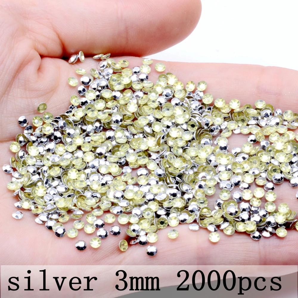 silver 3mm 2000pcs 10 г Золотые/медные/серебряные круглые наклейки с плоской задней стороной для художественное оформление ногтей круглые сплавные стержни DIY красивые амулеты - Цвет: silver 3mm 2000pcs