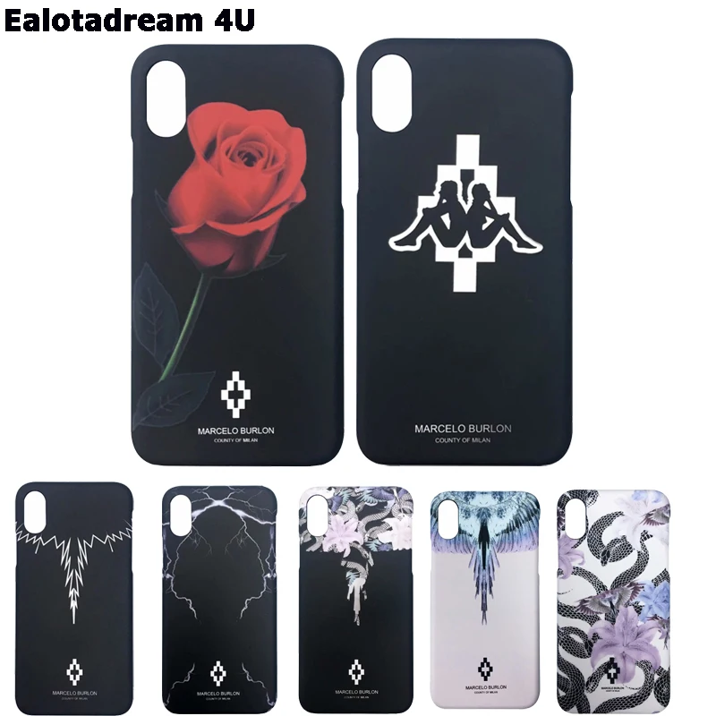 Marcelo Burlon Cover For iPhone 7/8/X/6/6S/6Plus/7 Plus PC Case Hard Plastic Animal Funda 7/8/X Snake |