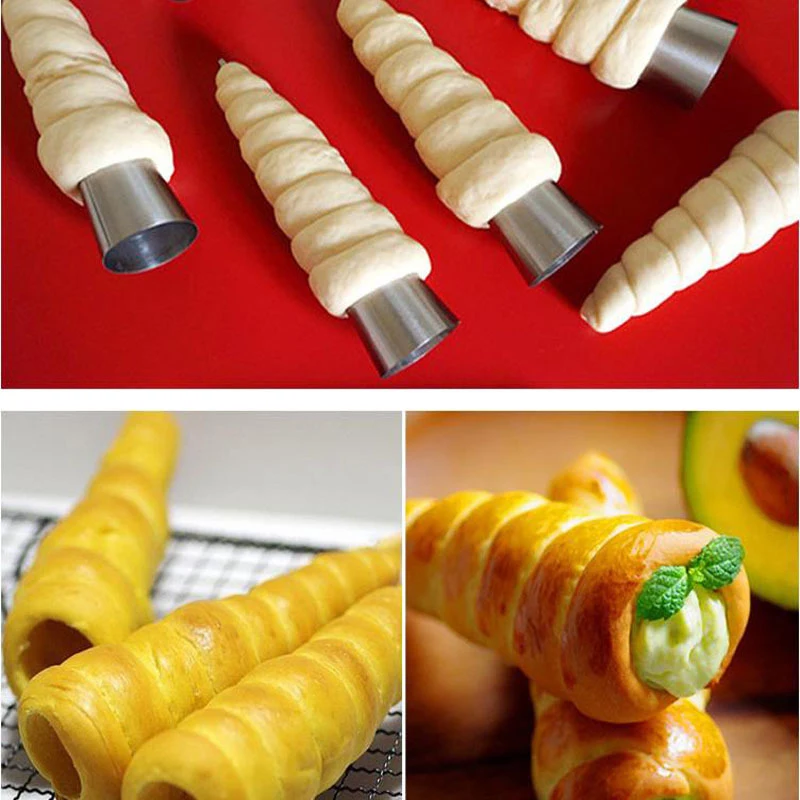 Конусные роликовые формы 5 шт./лот из нержавеющей стали для спирали Круассанов
