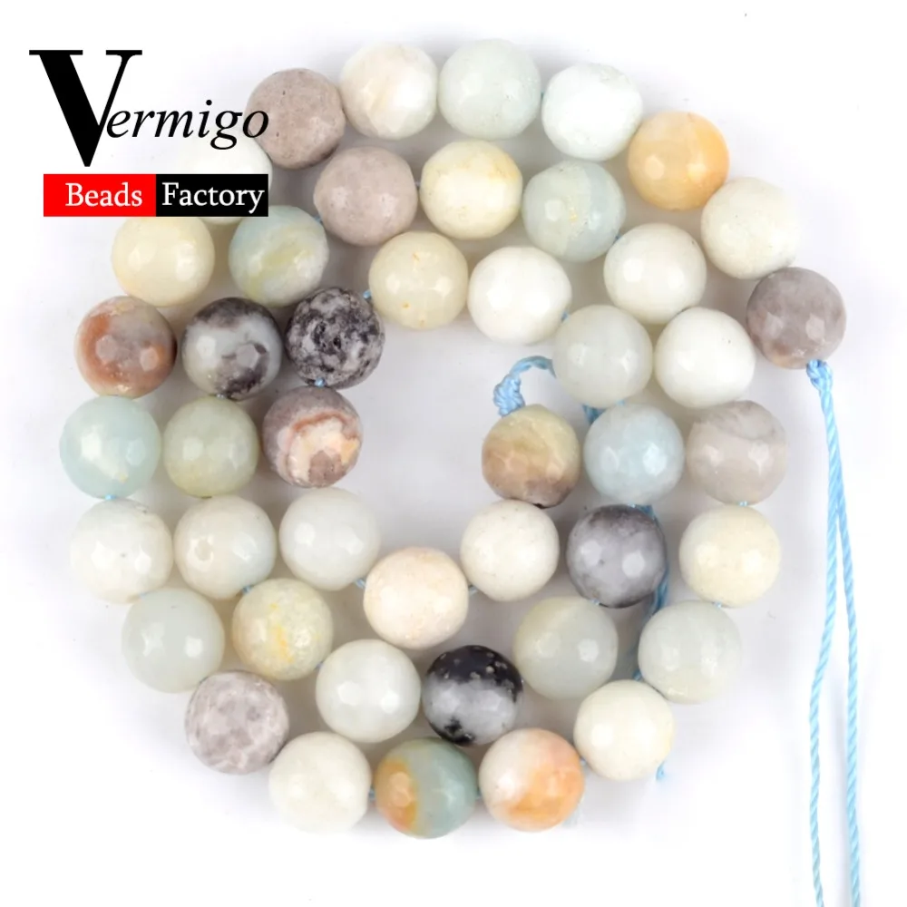 Natural Stone Faceted Amazonite Minerals Beads Loose For Jewelry Making 4 6 8 10mm Diy Bracelet Necklace 15&quot Wholesale | Украшения и