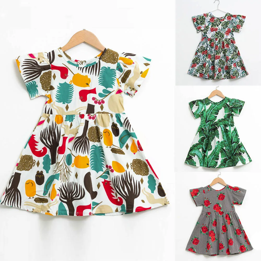 Girls Clothing Summer Girl Dress Baby Kids Infant Toddle Floral Cartoon Sleeveless Clothes Princess dropshipping | Детская одежда и