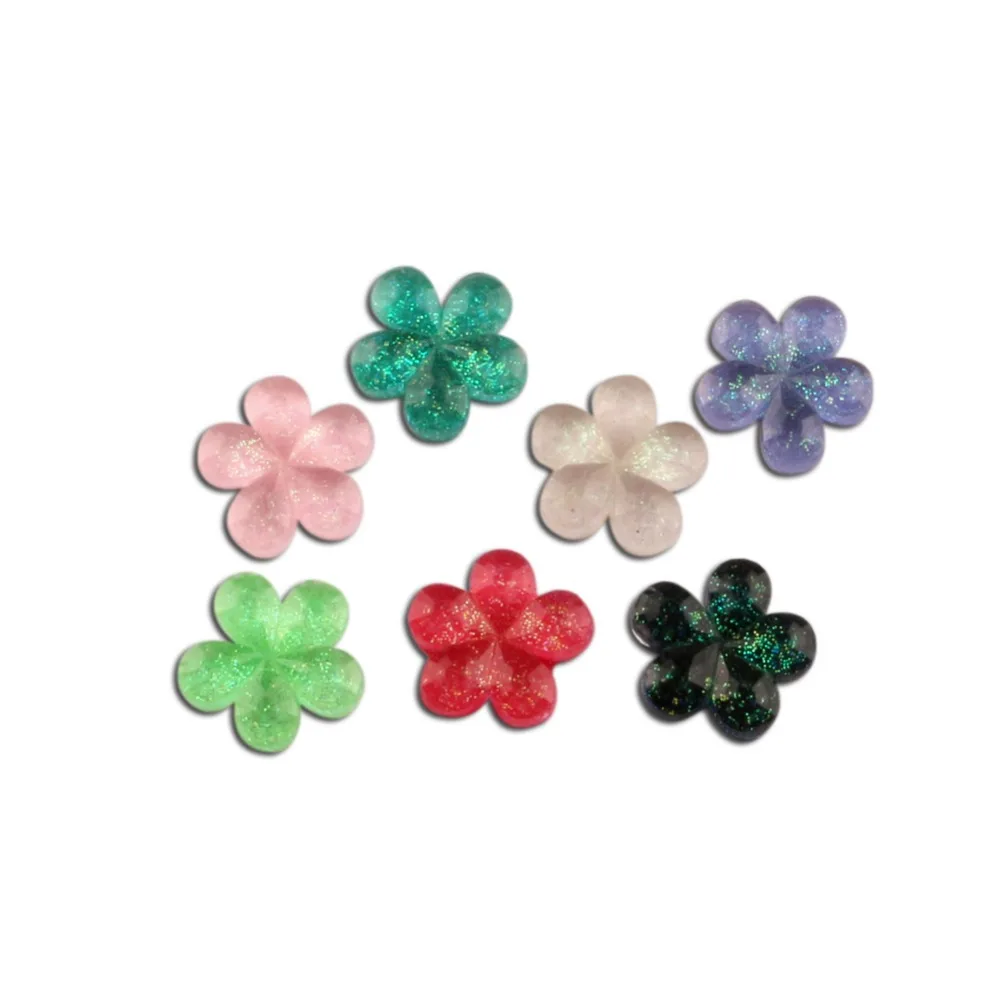 

100Pcs Mixed Resin Bling Flower Decoration Crafts Beads Flatback Cabochon Scrapbooking For Embellishments Kawaii Diy Accessories