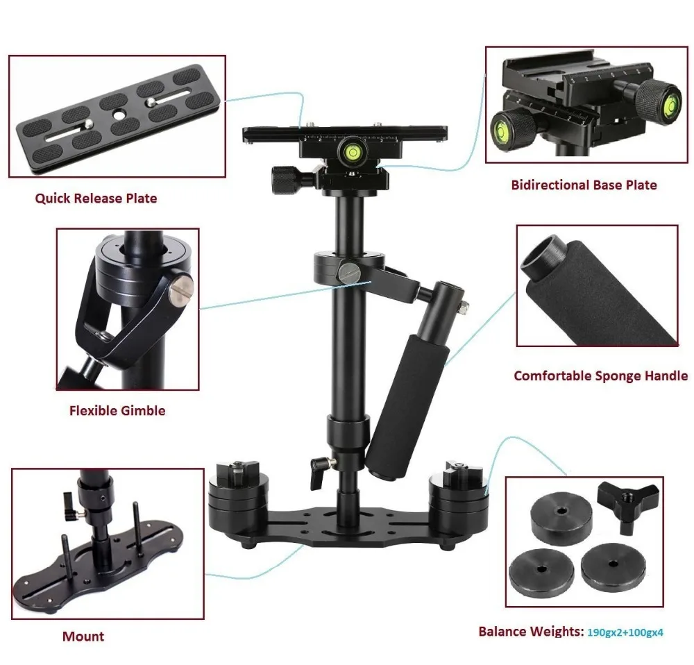 Профессиональный Ручной Стабилизатор DHL S40 40 см/15 7 дюйма Steadicam для видеокамеры