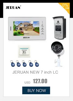 JERUAN домашний 7 ''ЖК-видео домофон комплект Водонепроницаемая RFID камера доступа+ 700TVL аналоговая камера+ E-lock