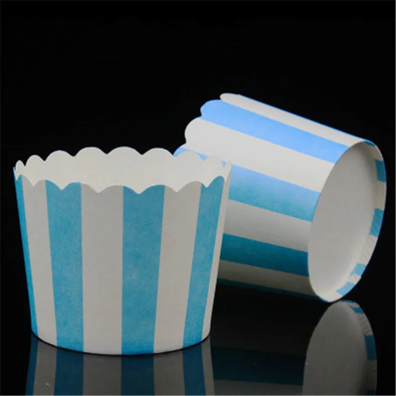 50Pcs Blue Stripes Pattern Cupcake Paper Cups Greaseproof Liner Baking Cup Muffin Dessert Tool | Дом и сад