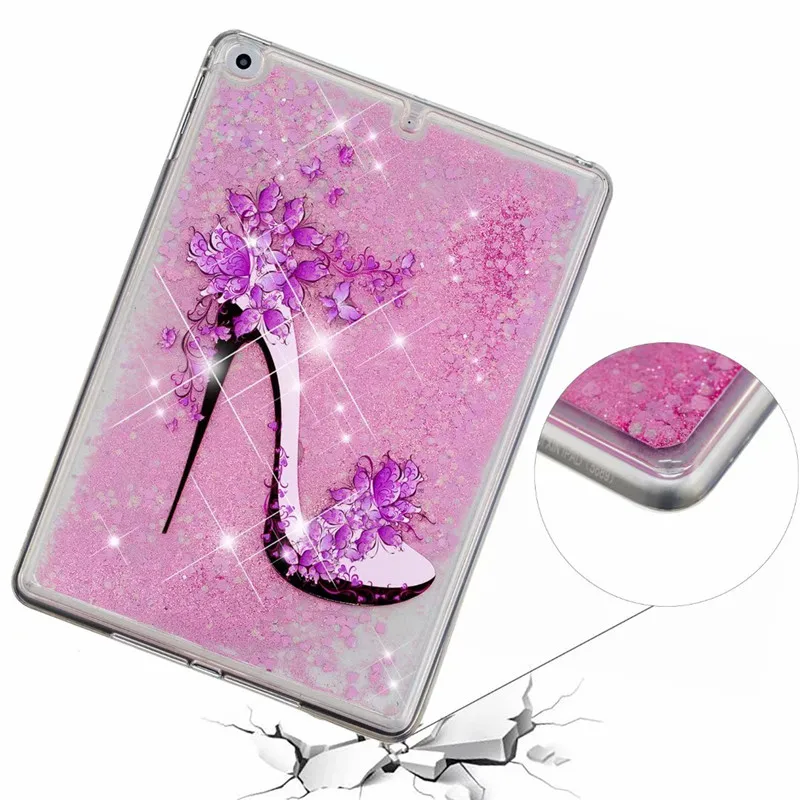 Чехол накладка из мягкого ТПУ с зыбучим песком и единорогом для iPad Air 1 2 9 7 2017 2018