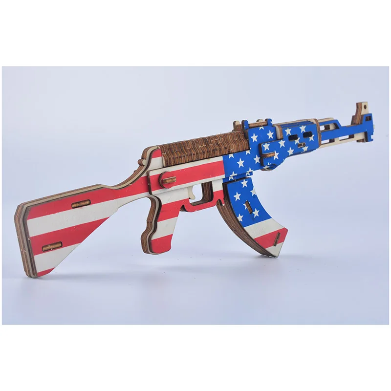 DIY AK47/M4A1/карабины/Револьвер пулемет Модель 3d деревянная головоломка игрушечный пистолет детский Набор для творчества ручная работа деревянная игрушка для подарков