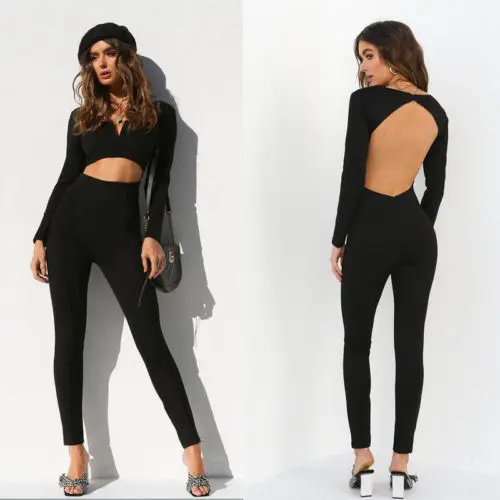 UK сексуальный женский комбинезон с открытой спиной летний длинный высокой