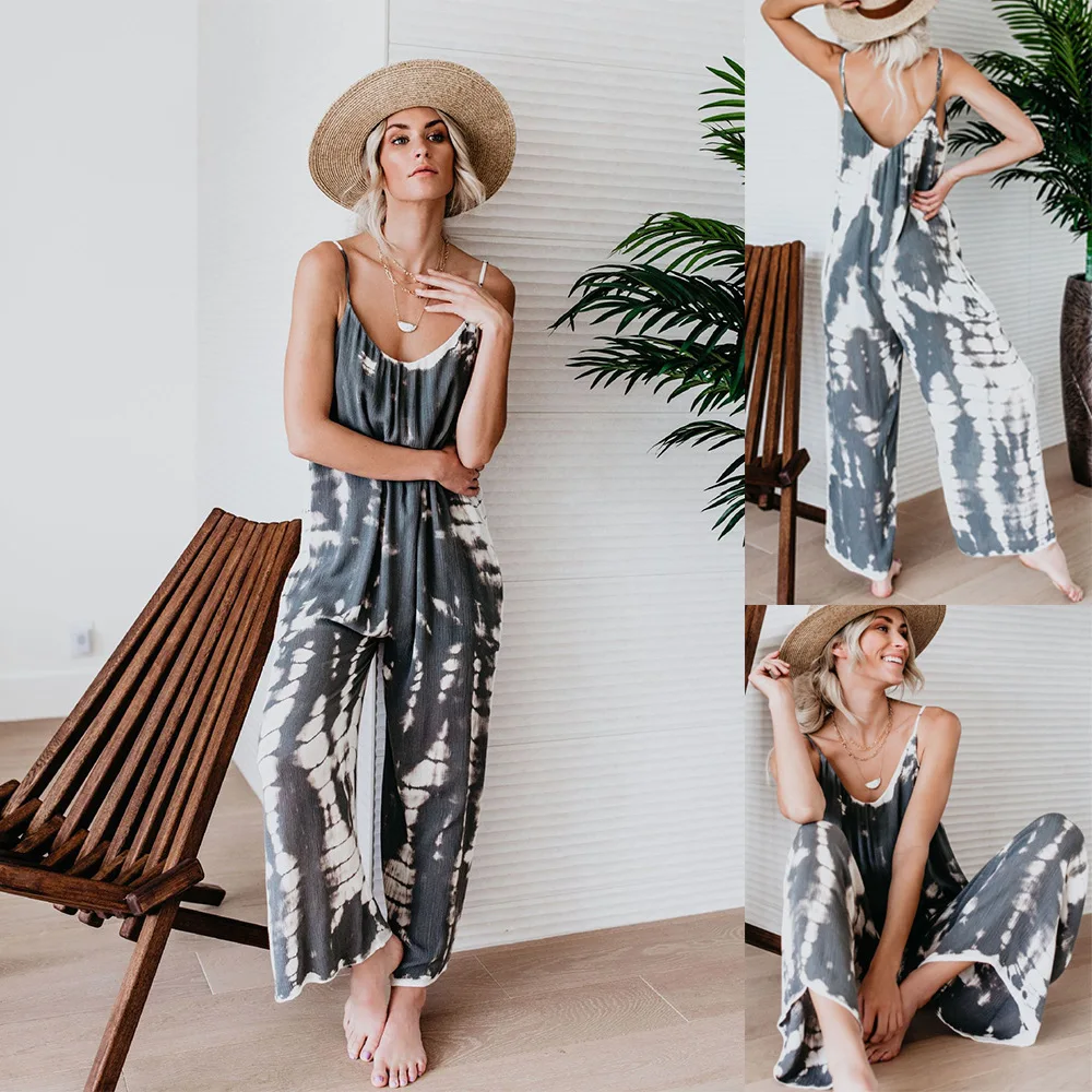 Office Lady Print Womens Jumpsuit Romper Fashion One Piece Playsuit Women O Neck Oversized Clothing | Женская одежда
