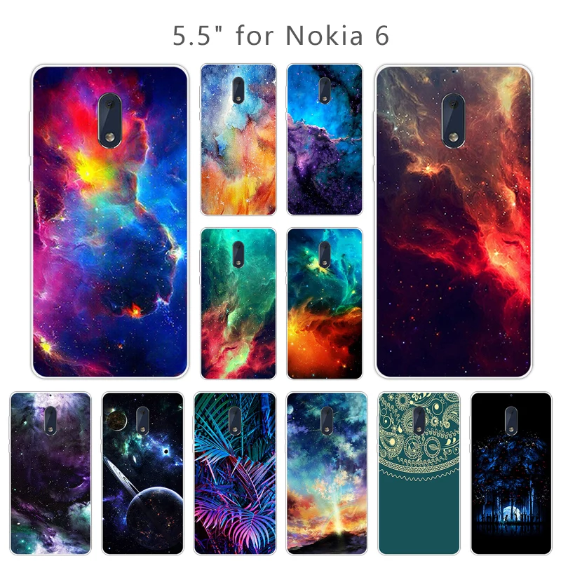 Силиконовый чехол для Nokia 6 5 дюйма задняя крышка с Туманностью Nokia6 прозрачный