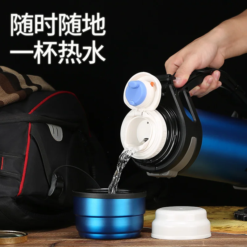 Термос большой емкости 2 л портативная кружка с одним отверстием мужской термос