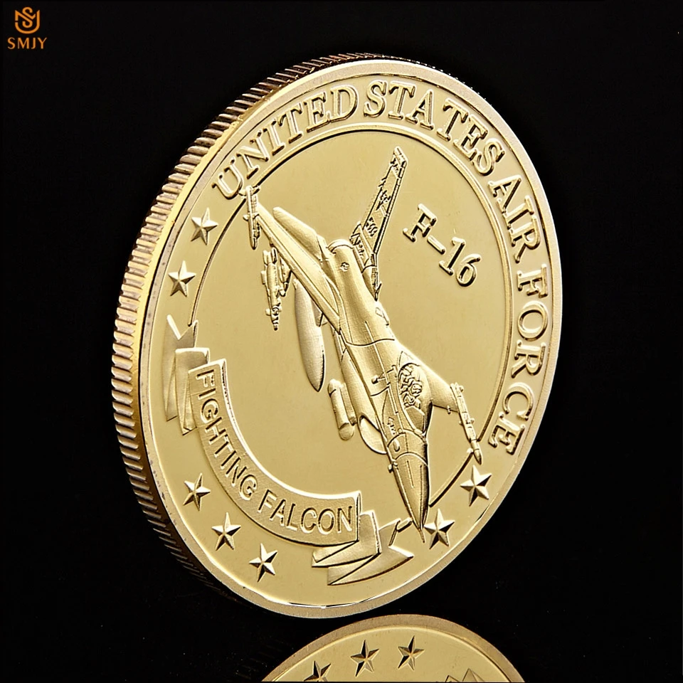 Американская золотая монета США Lockheed F-16 боец Металл военная монета ВВС США ВЫЗОВ МОНЕТА коллекция