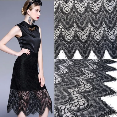 

High Quality Export Eyelash White Nylon Lace Fabric Dress Shawl Sewing Fabric DIY Accessories width 150cm