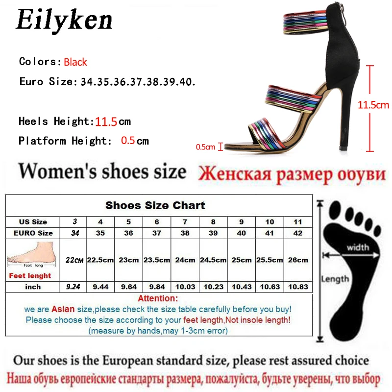 Eilyken/Новинка; разноцветные женские Босоножки с открытым носком на ремешках; пикантные модельные сандалии-гладиаторы на высоком каблуке
