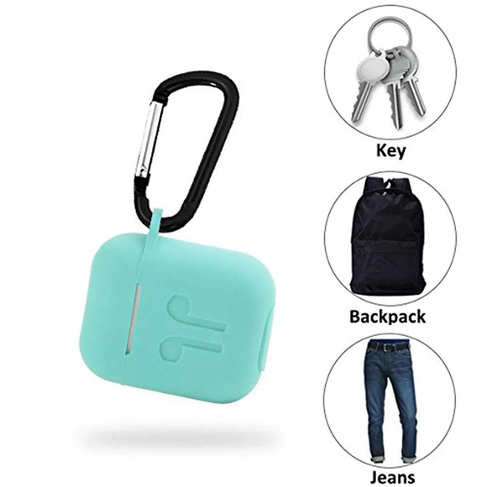 4In1 Function Case For Earpods Silicone Pouch Box+Anti-Lost Headphone Strap+Ear Cover Hooks+Carabiner Keychain Apple AirPods | Мобильные