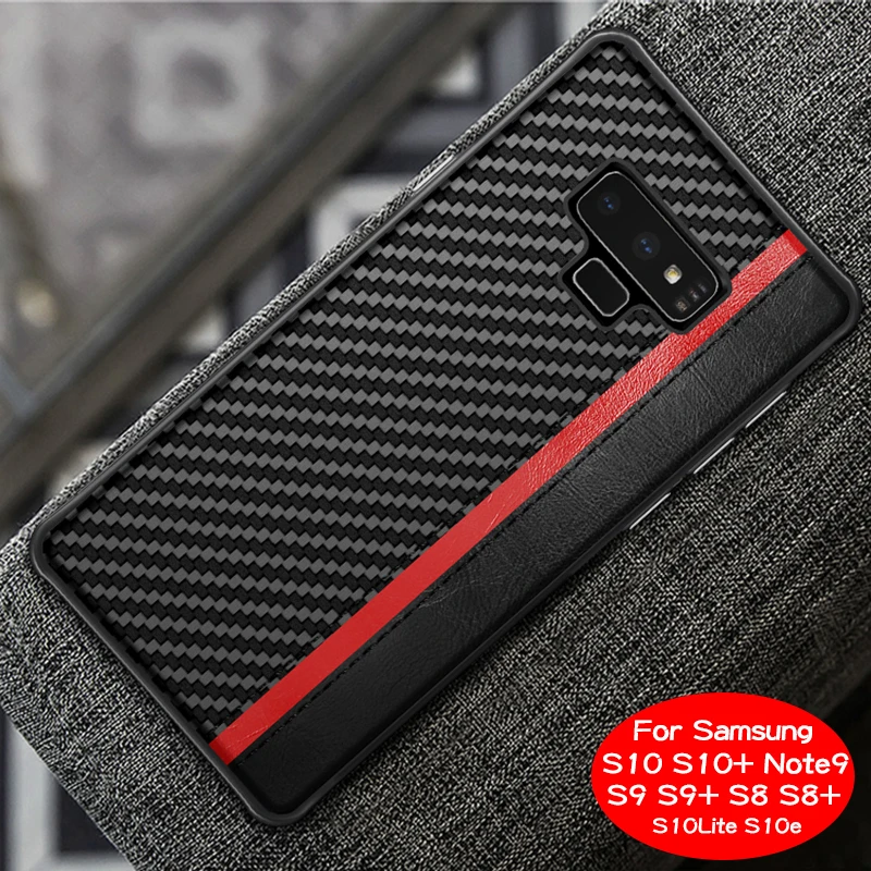 Carbon Fiber PU Leather Case For Samsung Galaxy S10 Plus Note9 S9 S8 Lite Back Cover for S10e S10+ S 10 e |