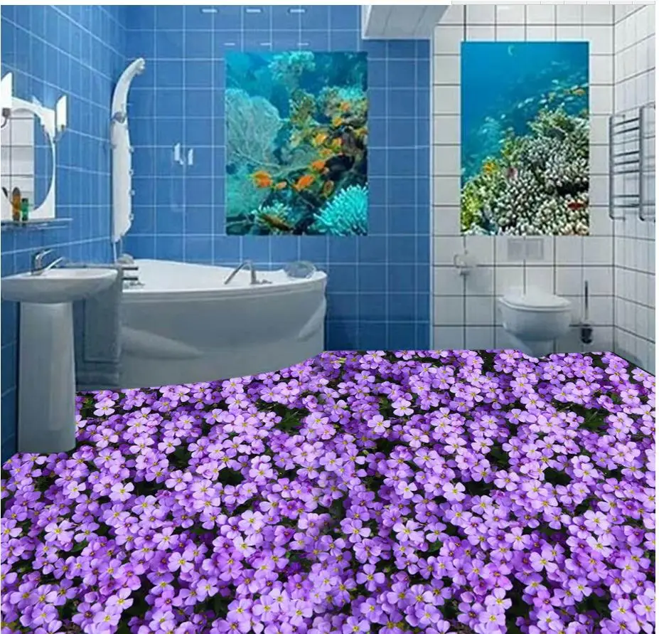 bathroom floor wallpaper Flower 3D Plant pvc for waterproof Home Decoration | Обустройство дома