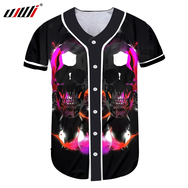 Мужская футболка UJWI на пуговицах новинка яркая бейсбольная Футболка с 3D принтом