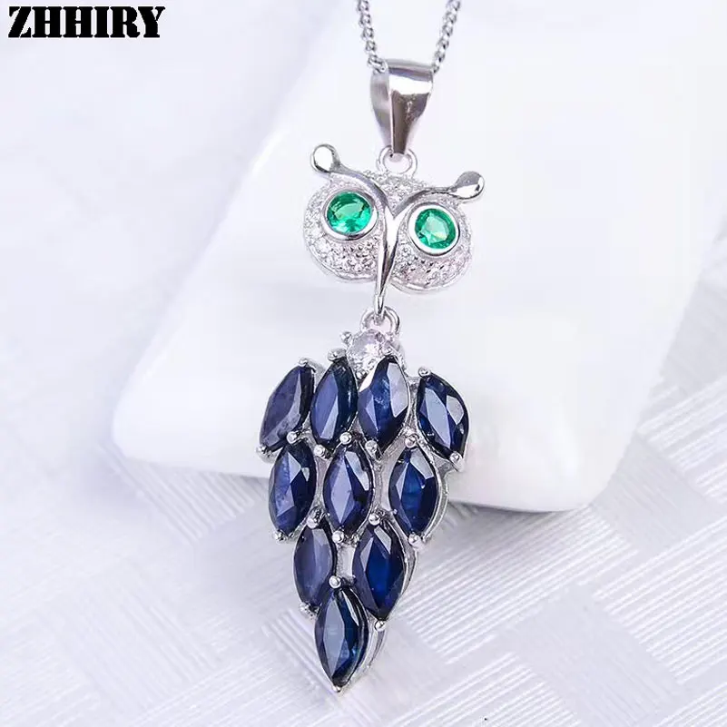 ZHHIRY ожерелье с натуральным сапфиром подвеска из натурального твердого серебра 925
