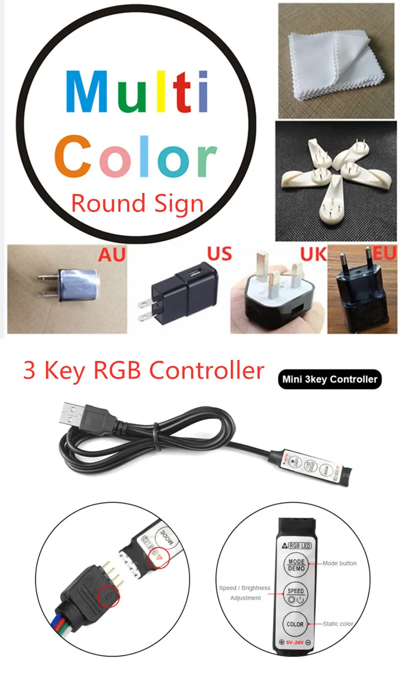 R061 Jagermeister светодиодный неоновый светильник с головой оленя - Цвет: 3 Key RGB controller