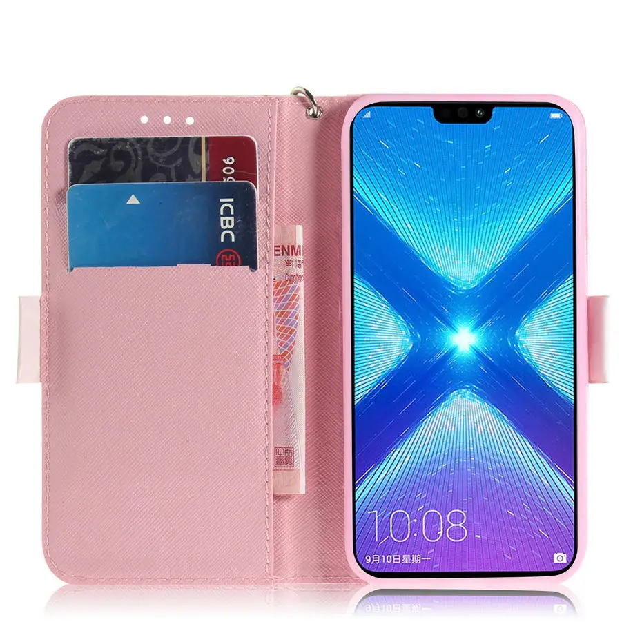 Роскошный флип-кошелек чехол для Huawei honor 8X Coque Fundas 8 X 3D Vision шаблон телефона из
