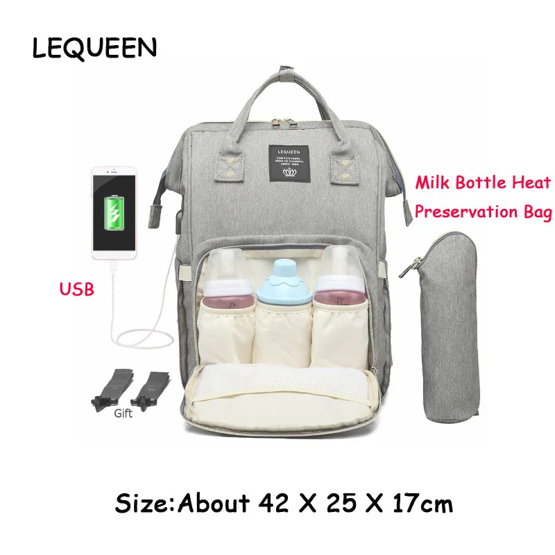 254552.01 LEQUEEN USB Водонепроницаемая сумка для подгузников, usb зарядка, большие рюкзаки для кормящих мам, сумка для подгузников, бренд bolsa maternidade - Цвет: 254552.01