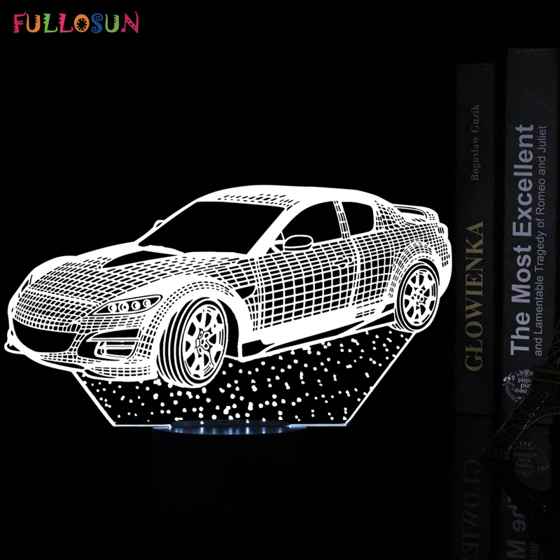 5 В USB Мощность 3D LED визуальный индикатор 3D водить автомобиль модели Ночные светильники с нескольких цветов нажатием кнопки, лампы как детская Игрушечные лошадки огни