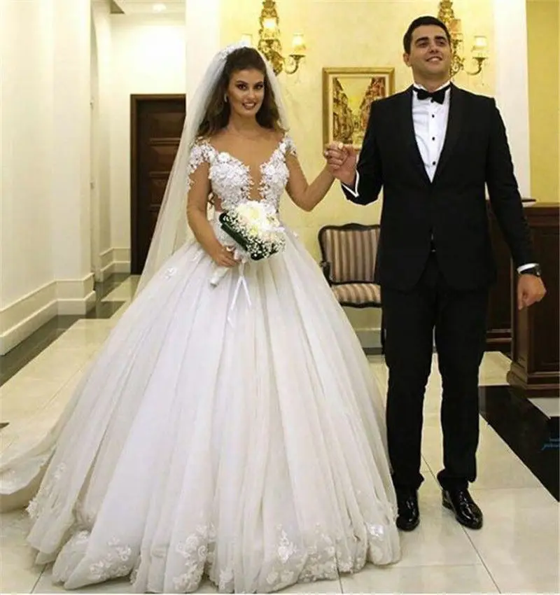 Мусульманские свадебные платья с коротким рукавом Vestido De Noiva бальное платье из