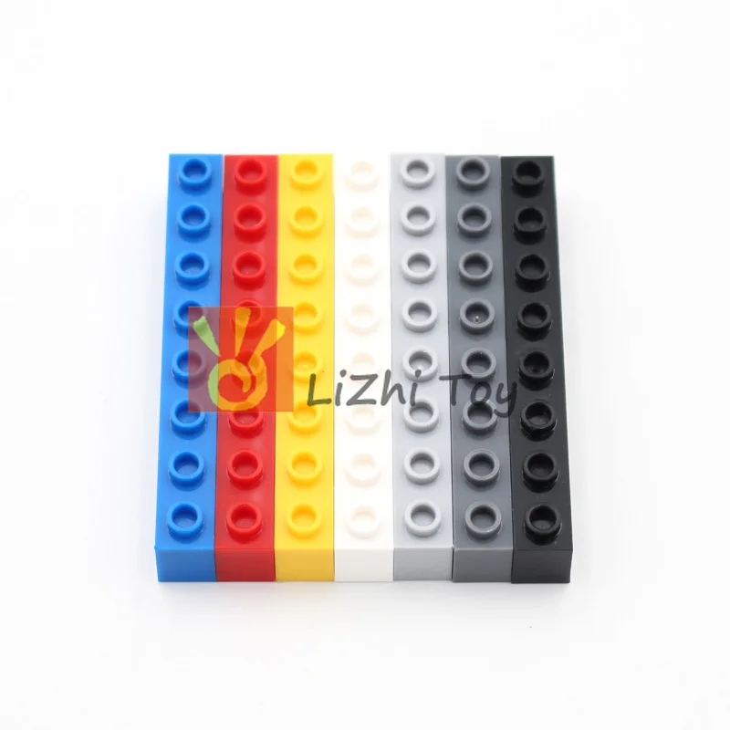 Lizhi технология 3702 кирпич 1x8 с отверстием толстые Кирпичи Модель Строительные