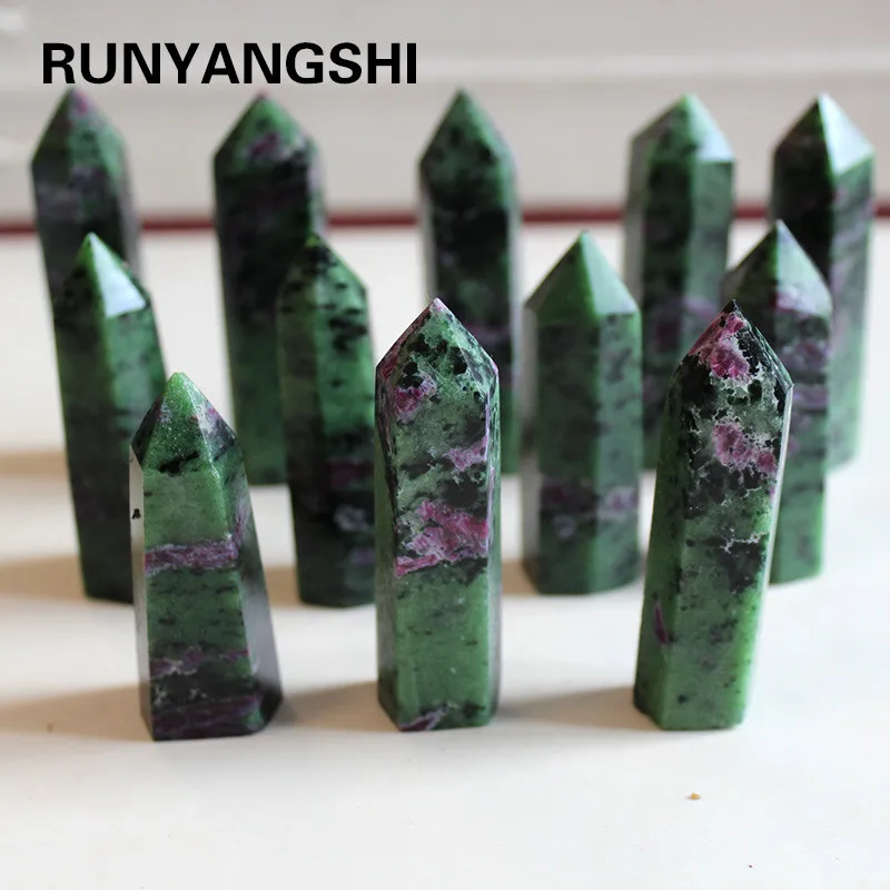 Фото Runyangshi красивый натуральный кристалл, колонна, эпидот, кристалл, необработанный камень, драгоценный кристалл, ручная работа 5-7 см ZH40 №1