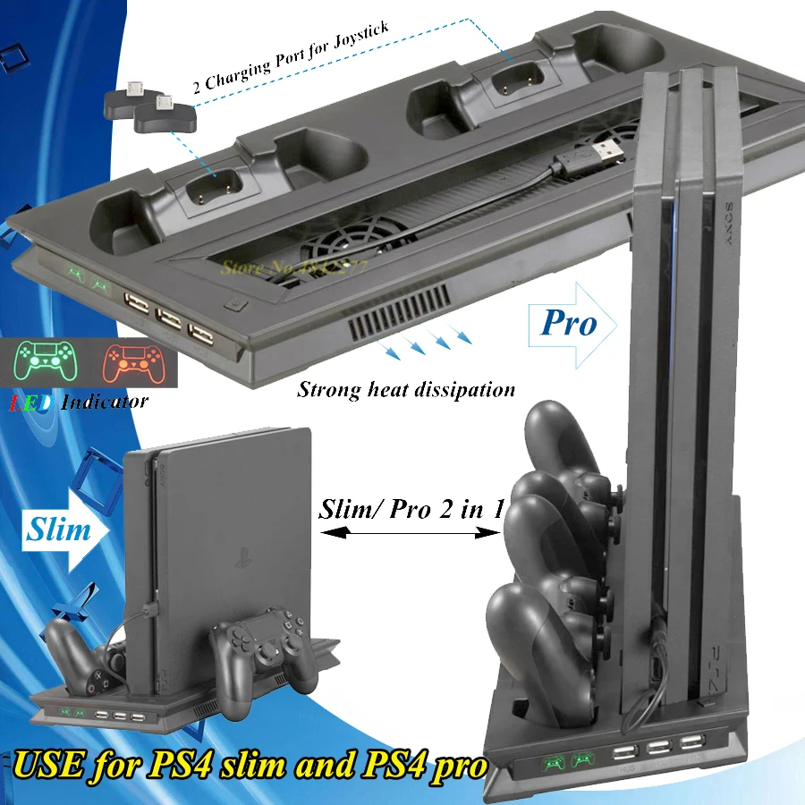 Подставка для кулера PS4 Slim Pro 2 в 1 с контроллером P S4 зарядная док станция Sony Playstation 4