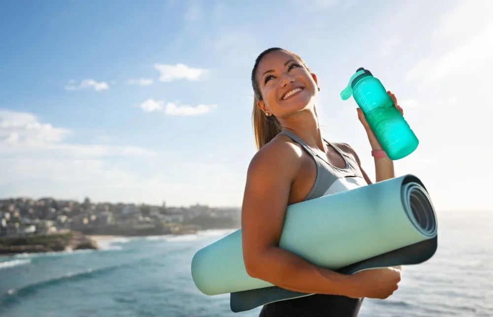 Спортивная бутылка для воды скраб герметичный питьевой BPA бесплатно Пластиковый шейкер для белков бутылка для воды Велоспорт Кемпинг Gourde Enfant