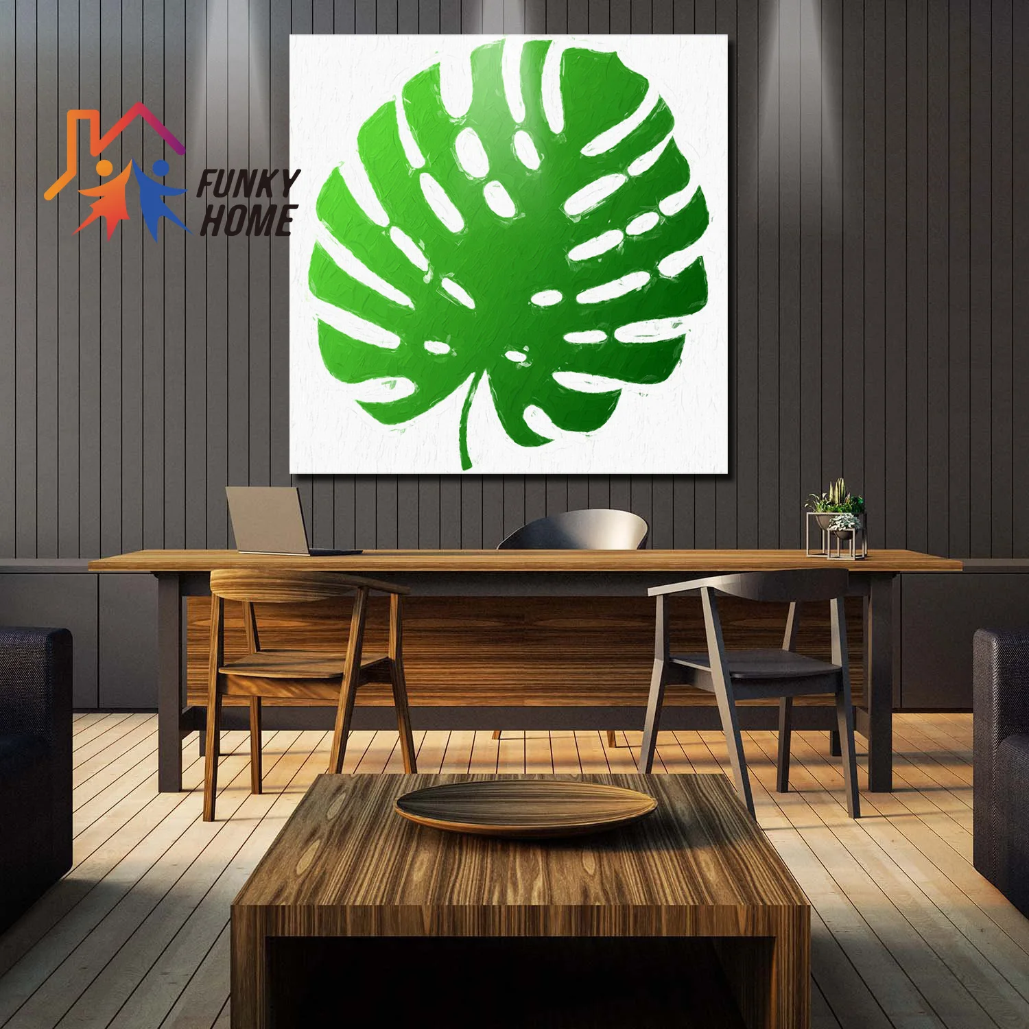 Funkyhome холщовая живопись зеленый завод черепаха Настенная картина в рамке спальня