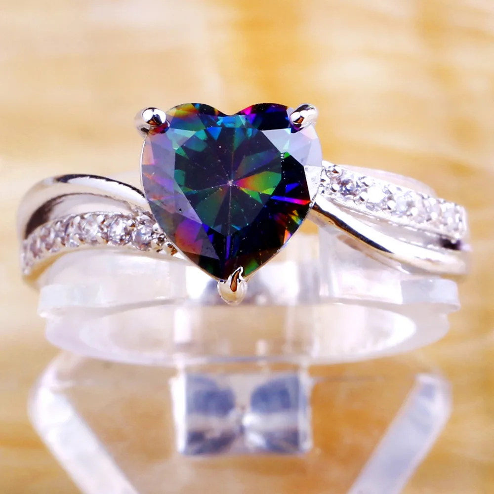 Lingmei Прямая поставка оптовая продажа Love Heart загадочный белый кубический циркон