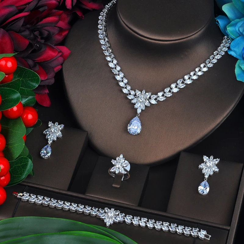 Комплект из колье и серёг с фианитом S069|earring necklace set|fashion setnecklace set |