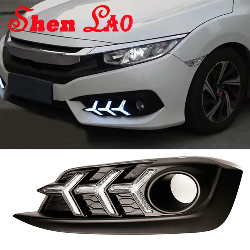 ShenLao drl светодиодные дневные ходовые огни Светодиодные Сигнальные для Honda civic 2016