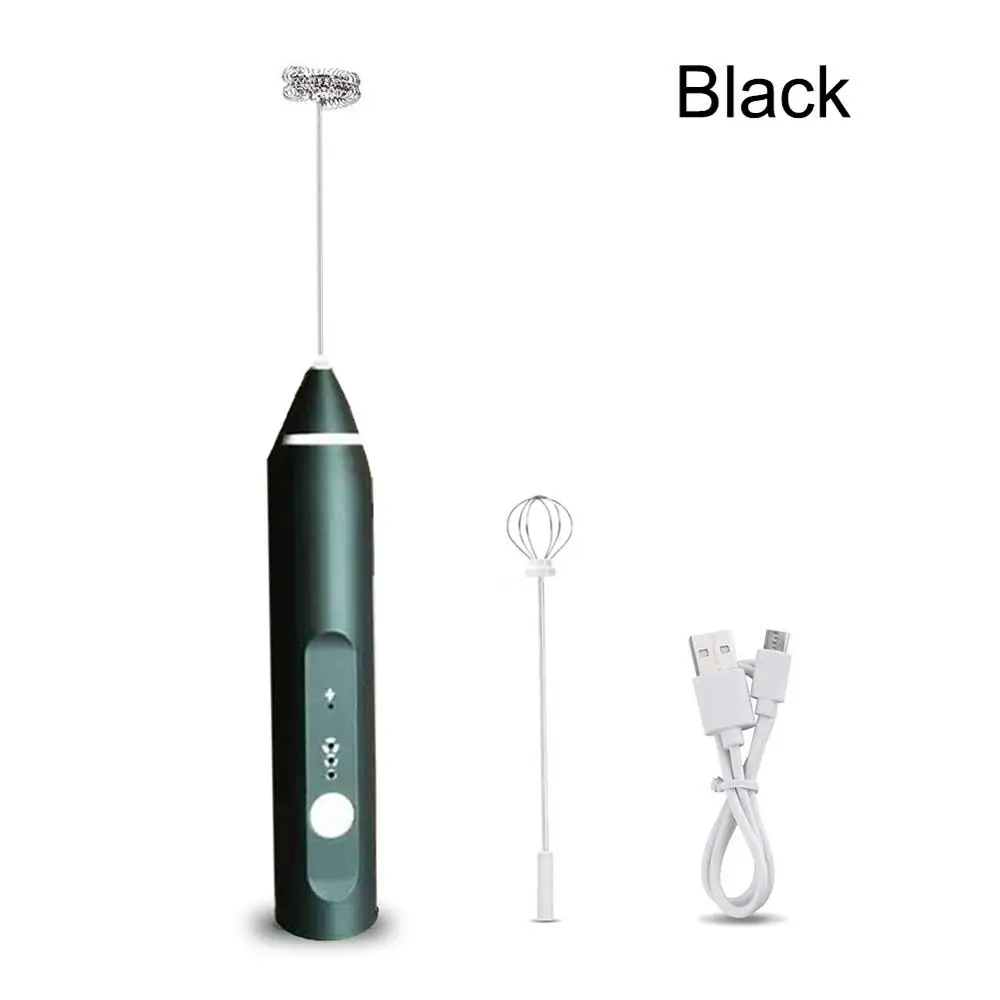 Black Electric Egg Beater Portable Milk Coffee Tea Stir Bar Baking Cream Frother Automatic Milk Frother Kitchen Tools Rechargeable - Цвет: Black