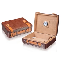 luxfo travel cigar humidor spanish cedar wood cigar case with hygrometer and humidifier for cohiba cigars