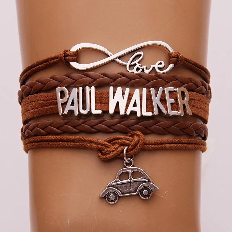 Кожаный браслет Infinity love Paul Walker Очаровательные кожаные браслеты с запахом быстрая
