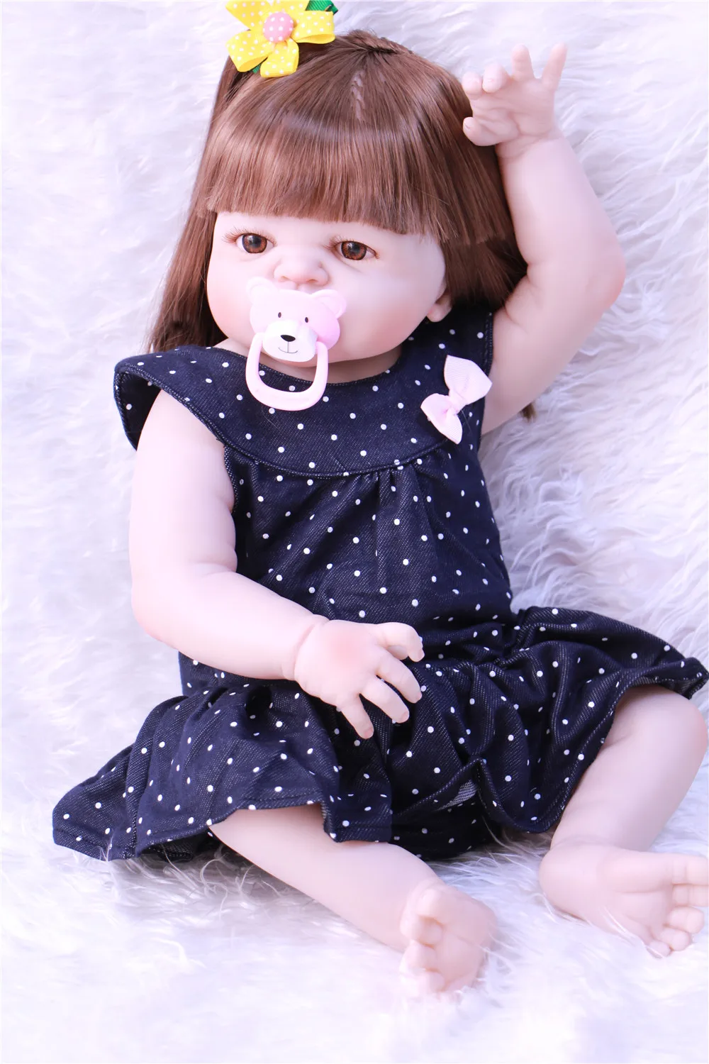 Кукла Bebes Reborn 57 см силиконовая кукла для девочки Baby игрушка ванны красивые