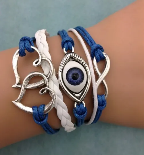 1 шт. бесконечности браслет сглаза сердце кожаный для подарок на Новый год 3146 мини