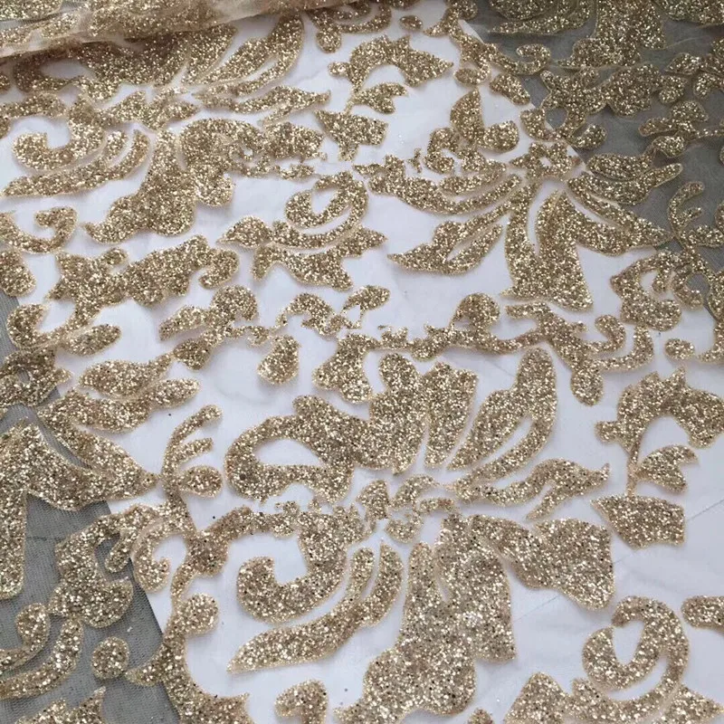 5yard/lot african glitter lace fabric hannah-385 embroidered tulle with glued for party dress | Дом и сад