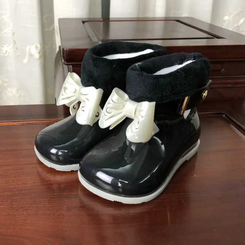 Melissa Kids/детские непромокаемые сапоги с милым бантиком обувь для девочек PVC3 новые