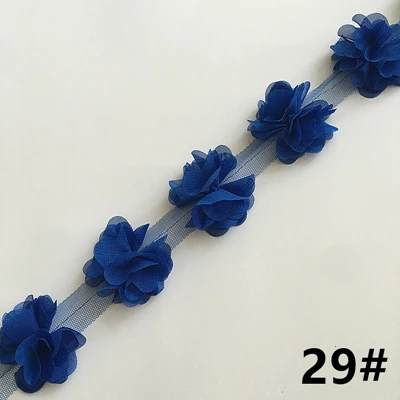 2 ярда 33 цвета 3D шифоновые цветы DIY 6 см ширина кружевная отделка 24 Цветочная кружевная лента украшения одежды аксессуары XF03 - Цвет: 29