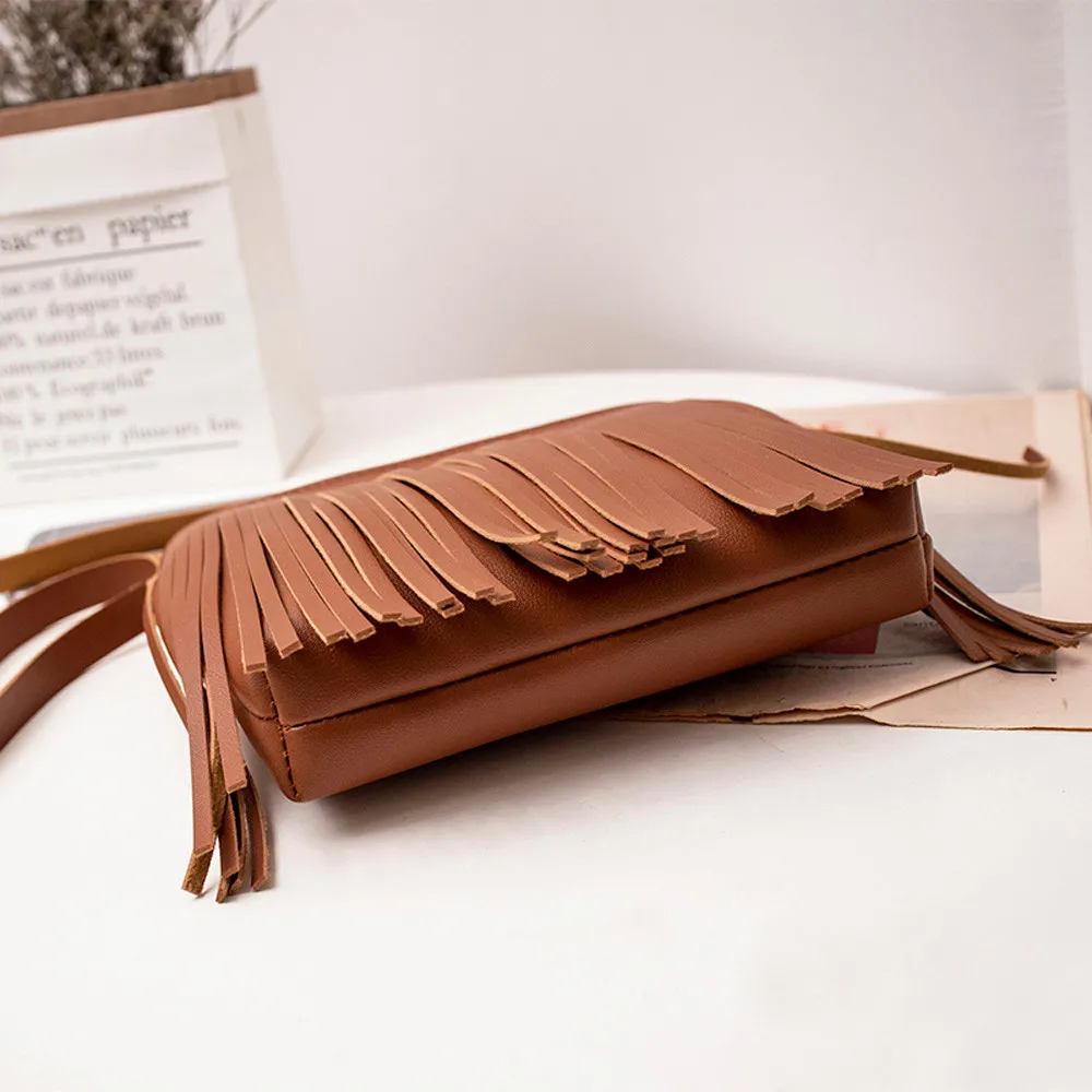 Женская сумка через плечо с кисточками сумка-мессенджер для телефона женская